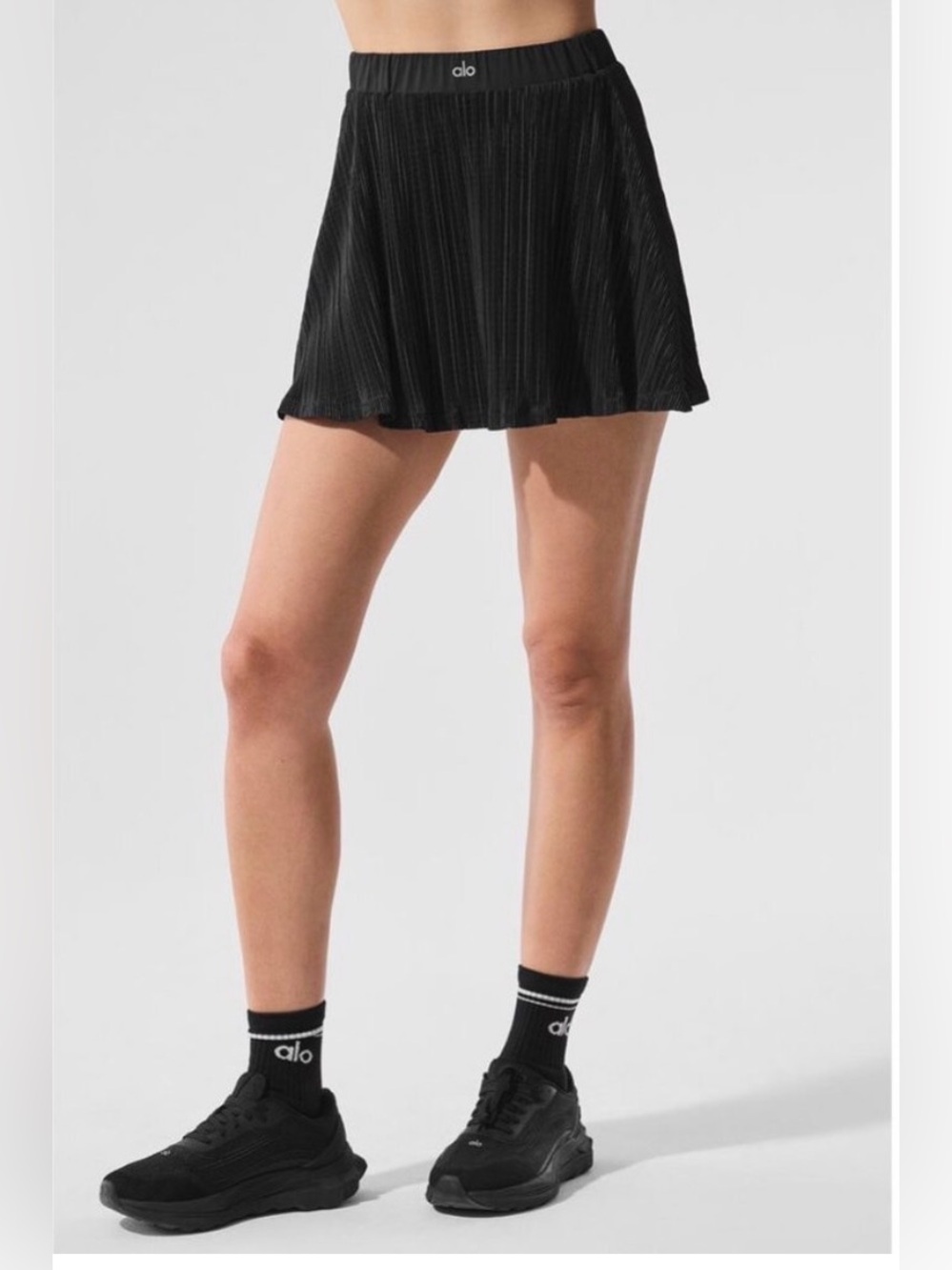 ALO Yoga Black Micro Plisse Tennis Skirt Skort XS